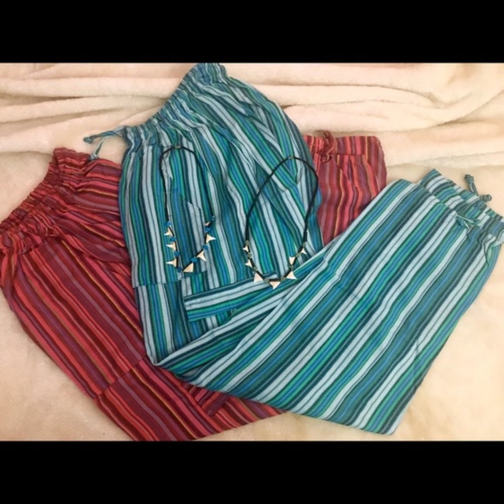 SOLD OUT!!
NEW CASUAL HIPPIE BOHO ELASTIC WAIST PANTS M/L